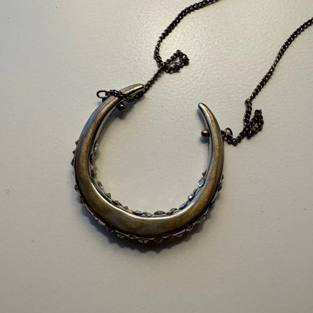 Alexis Bittar Crystal Encrusted Horseshoe Pendant Necklace - Picture 5 of 12